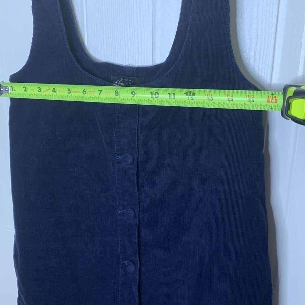 FOREVER 21 Corduroy Buckle Straps Overall Suspender Mini Dress size M Navy Blue - Picture 9 of 9